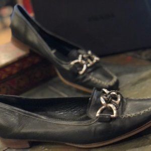 Prada Leather Box Toe Flat Sz 38 Shoe